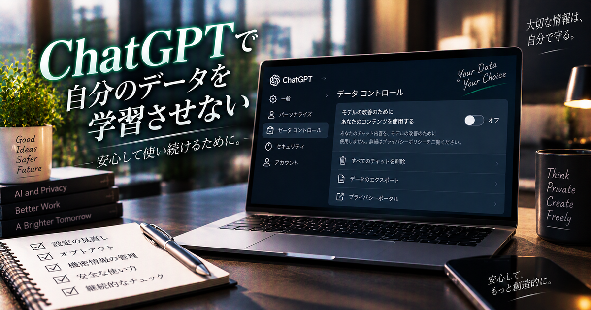 ChatGPTで自分のデータを学習させない設定方法5つ｜オプトアウトと安全な使い方のポイント！