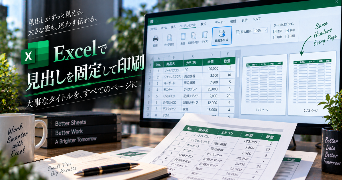 Excelで見出しを固定して印刷する5つの手順｜行列のタイトルをすべてのページに表示するコツ！