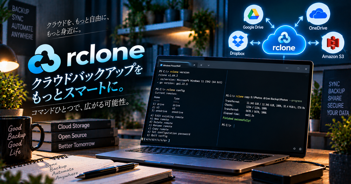 rcloneをこれから始める人の導入ステップ5つ｜クラウドバックアップと同期を効率化するコマンドライン活用術！