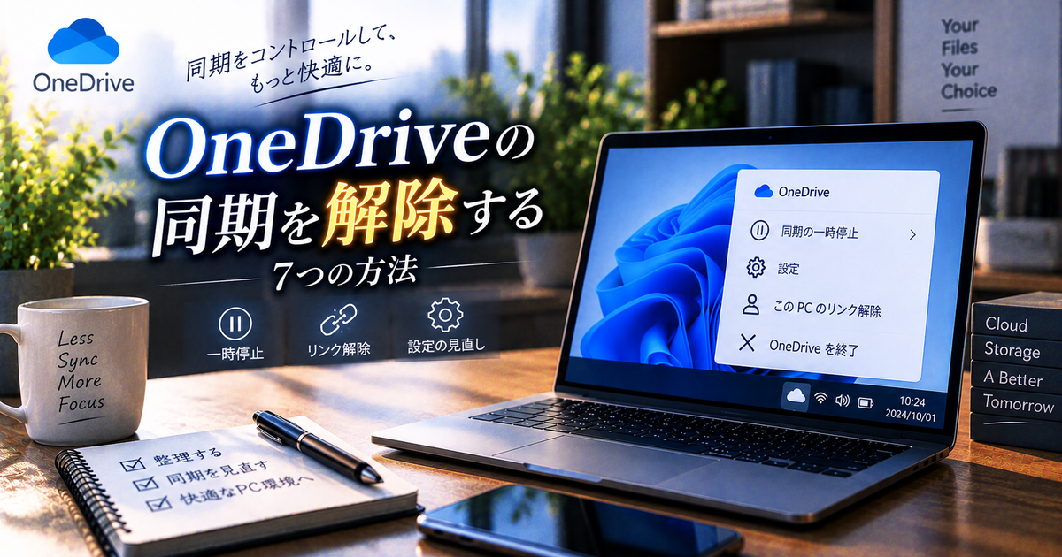 OneDriveの同期を解除する7つの方法｜一時停止からアカウント解除まで迷わず選べる！