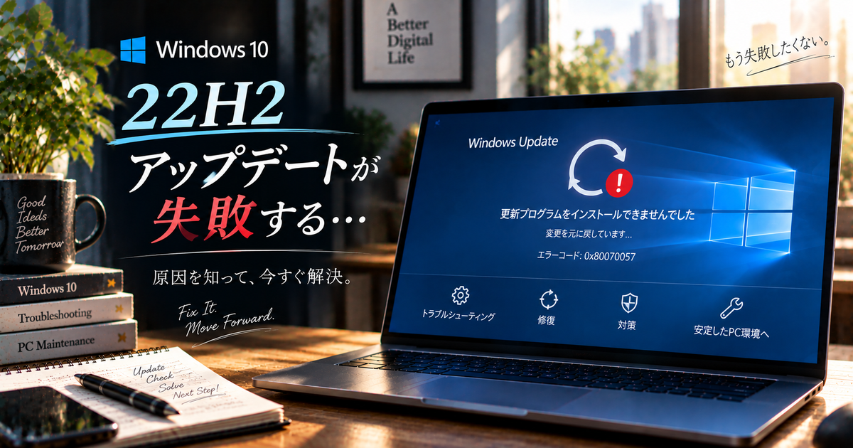 Windows10で22H2アップデートが失敗を繰り返す時の原因と対策｜今すぐ解決！必ず成功させるための完全ガイド