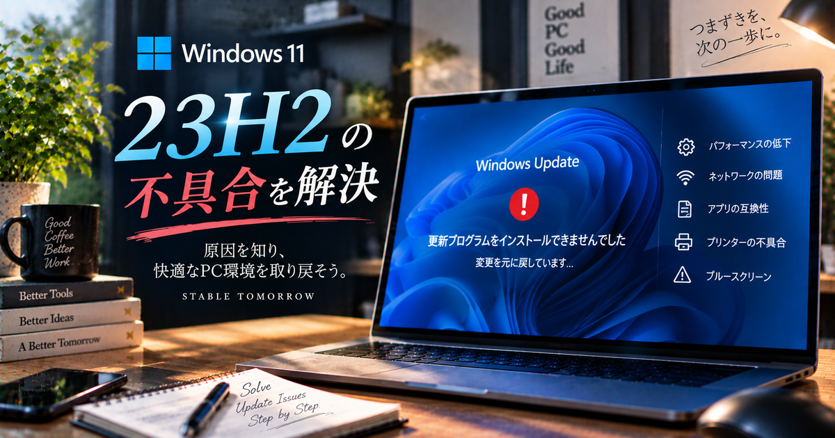 Windows11の23H2アップデートで発生する不具合とその原因・対策｜最新の修正情報とトラブル回避のコツを徹底解説