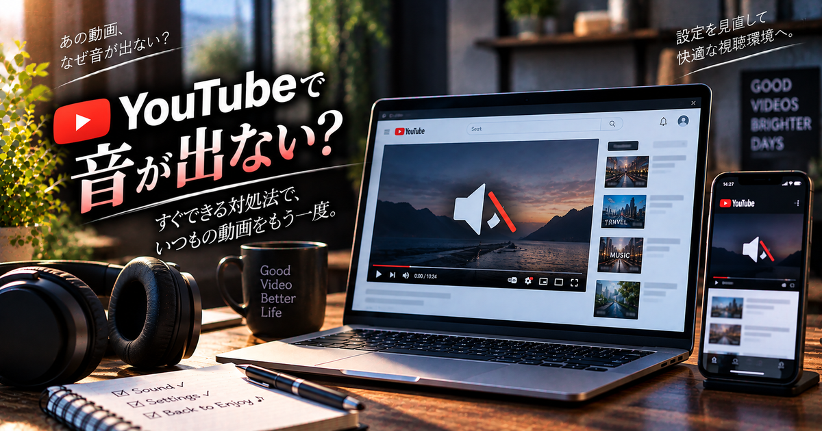 YouTubeで音が出ないときの対処法7つ｜パソコンとスマホ別の設定見直しで音声トラブルを解消！
