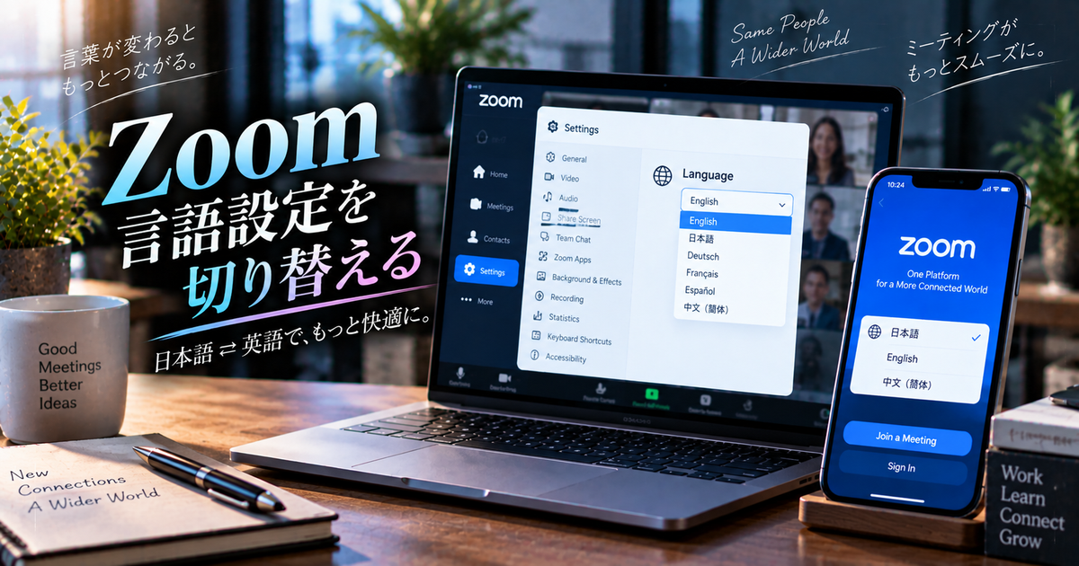 Zoomの言語設定を日本語と英語で切り替える5つのパターン｜PCとスマホ別の手順とトラブル対処法！